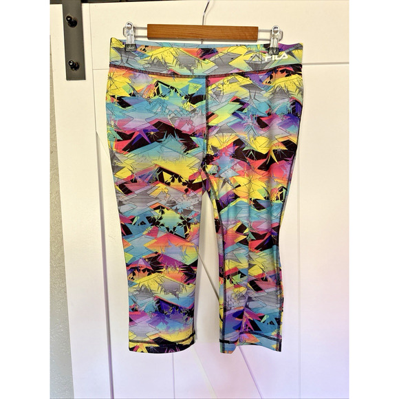 Fila Sport Running Capri Pants Womens Size M 30x17 Colorful Abstract - Picture 1 of 4